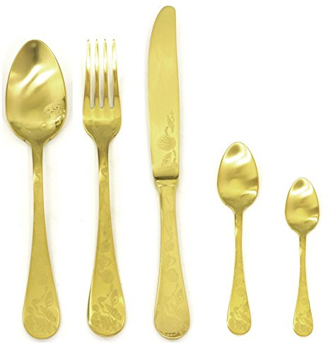 MEPRA Venere Ice Oro Servizio Moka, 30 Pezzi, Acciaio Inossidabile 18/10 Cesellato