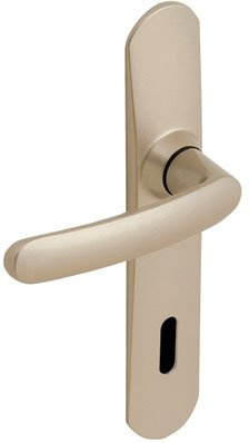 Vachette Türgriff-Set auf großer Slim-Platte – Schlüssel-Version L – Schlafzimmertür, Bürotür – Abstand 195 mm – einfaches Anbringungssystem – robustes Chrom – Satin-Chrom-Finish