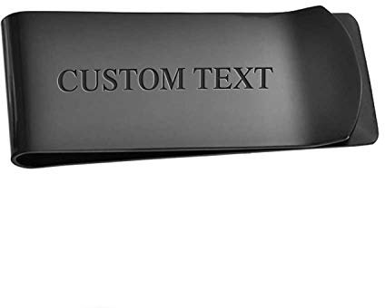 Grundlegender Personalisierter Anpassbarer Gravurfähiger Großer Breiter Starker Einfacher Schlichter Herren Geldklammer Kartenhalter Für Männer Vater Schwarz Ton Edelstahl Individuell Graviert