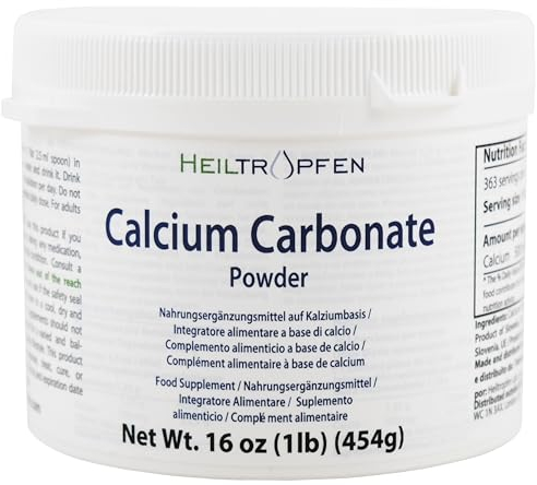 Heiltropfen Kalzium Pulver 454g | Nahrungsergänzungsmittel | min. 99,5% reinst Kalziumkarbonat | Calciumcarboant CaCO3