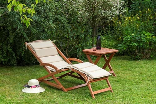 MERXX 3tlg. Copa Cabana Set, 1 Coba Cabana Schwungliege inkl. grün/beigen Kissen, 1 Hocker