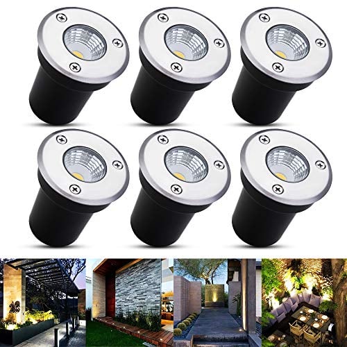 B-right 6er LED Bodeneinbaustrahler, 3W Bodeneinbauleuchte für Außen, Bodenlampe Außen, rostfrei, befahrbar, bis zu 800 kg belastbar, 12V-24V DC, Einbau Durchmesser 5,8 cm, Edelstahl rund, warmweiß