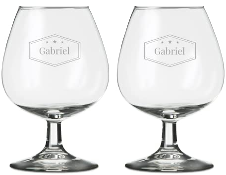 your surprise Verre à Cognac avec prénom ou message - Grand verre à cognac personnalisé de 37cl avec gravure (2 Pièces)