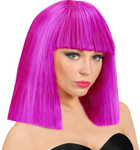 W WIDMANN MILANO Party Fashion - Long Bob Perücke mit Pony | Showgirl Perücke aus Kunsthaar, für Karneval, Halloween, Festivals, Disco, Cosplay