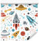 Muralo Tapete 10m Rolle Vlies Tapete Himmel Sterne Monde Planeten Kosmos Raketen Vliestapete 1000 x 53cm Wand Tapete Wohnzimmer Kinderzimmer Moderne Wanddeko Wand Dekoration