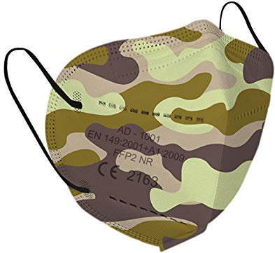 Lexuslance Masken Mit Safari-Muster Ce-Zertifizierter Schutzstandard Ffp2, Satz 4 Mit Versiegelten Paketen 5 Masken Mīt