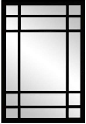 Espejo Ventana Fabricado en España – Medida (70x100 cm) Mod-Romeo | Acabado Artesanal – Espejo de Pared Ideal para Salón, Recibidor, Vestidor, Dormitorio y Baño. (Negro)