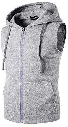 APAELEA Herren Tank Tops Ärmellose Hoodie Sommer Bodybuilding Fitness Muskelshirt Sportweste,Hellgrau,XXL