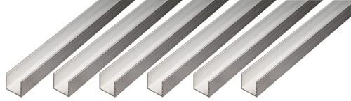 Alberts 498474 U-Profil | Aluminium, natur | 1000 x 20 x 10 mm | 6er Set