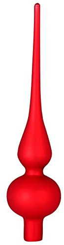 Inge Glas Christbaumspitze 26cm | Weihnachtsbaumspitze aus Glas | Hochwertige Spitze für den Weihnachtsbaum Weihnachten (Rot Matt | Merry Red & Mille Fiori)