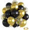 Black Gold Balloons Set - 12 Inch 30 PCS Matte Metallic Chrome Confetti Latex With Ribbon for Wedding Birthday Shower Graduation Decoration