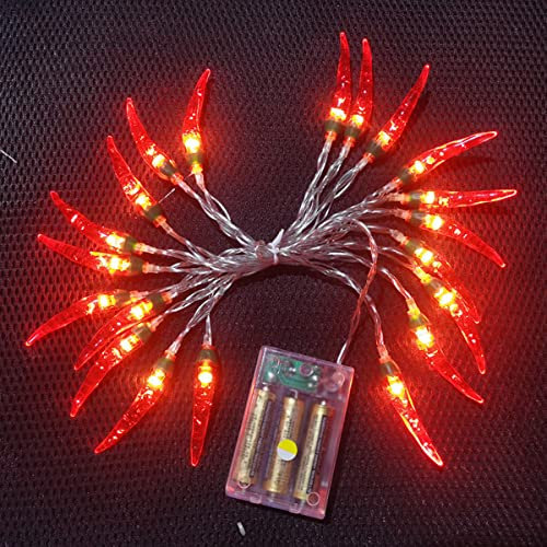 QQY Luci della stringa di peperoncino rosso, Lucine a LED USB/funzionamento a batteria Luci di Natale per cucina giardino patio (5m 50 LED, Rosso)