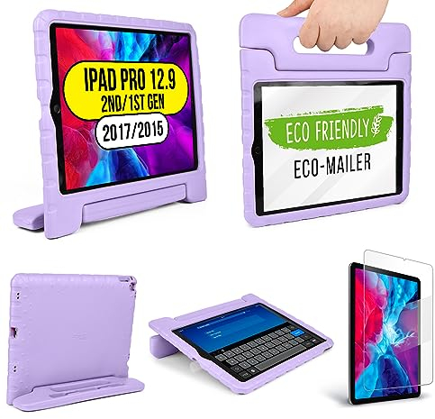 Official Cooper Dynamo Kids iPad Pro 12.9 Case for 1st/2nd Generation (2015/2017) | Unbreakable Protection, Magic Handle, Stand & Pencil Holder (NOT FOR 2018-2022 3rd-6th Gen) (Lollipop Violet)