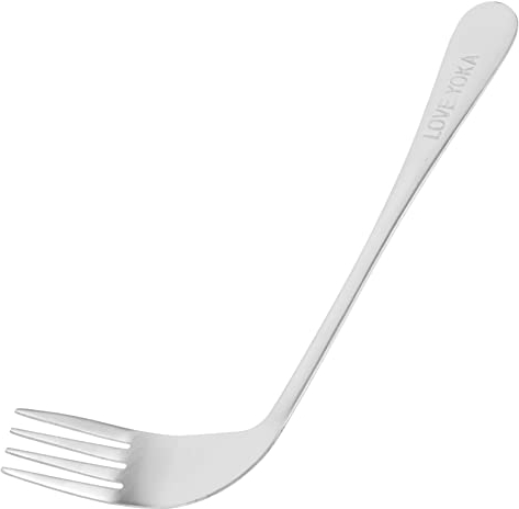DOITOOL Ergonomique Pratique Handicapé Fourchette Acier Main Coudée Patients Gauche Gauche Auto-Alimentation Auxiliaire Nourriture Aide Aux Personnes Âgées Inoxydable Utilisation