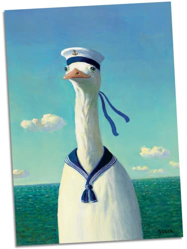 Inkognito Postkarte | Anlass: ''Kunst'', Motiv: Gans/Matrose ''Piet'' | Künstler: Michael Sowa | Art-Nr.: 5373 | vom Berliner Verlag