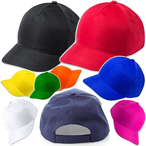 Stock di 3/5/10/20/30/50/100 Pezzi Cappellini a 5 Pannelli Visiera Baseball da Uomo Donna Bambino Cappello Berretto gita Grest Centri Estivi Scuola Camping Recite Bimbi (20)
