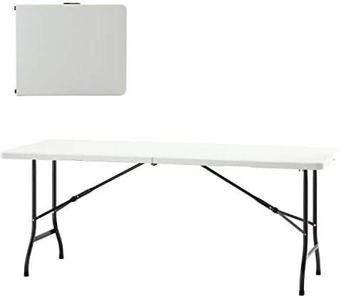 Campingtisch klappbar Klapptisch 180x74 cm Gartentisch für 6-8 Personen Falttisch Buffettisch Tragbar Aluminium und Kunststoff