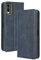 PEIYE Leder Folio Hülle für Nokia C32, Flip Handyhülle, Hochwertige Lederhülle Mit Kartenfächern Und Horizontale Standfunktion -Blau