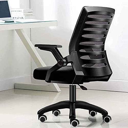 Bürostuhl mit Klapparmlehne, mit Lendenwirbelstütze, Drehgelenk, perfekt für Ihr Zuhause oder den Arbeitsplatz, erhältlich in Schwarz und Weiß, ergonomisches Design