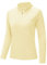 donhobo Tshirt Damen Sport Oberteile T-Shirt Langarm Laufshirt Atmungsaktiv Schnelltrocknend Laufshirt Outdoor Wandershirt mit 1/4 Reißverschluss (Hellgelb, S)