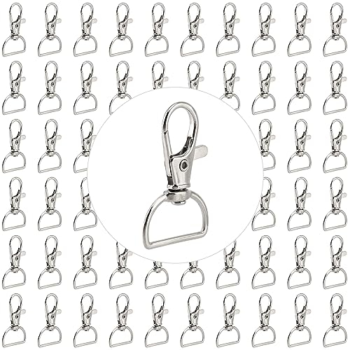 NAMYEUT 60 unidades de ganchos para llaveros, llavero en D con llavero de metal de 20 mm, acero inoxidable, pequeño para joyas, accesorios de bricolaje