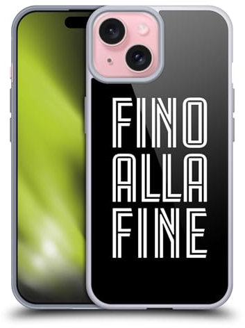 Head Case Designs Offizielle Juventus Football Club Fino Alla Fine Schwarz Typ Soft Gel Handyhülle Hülle kompatibel mit Apple iPhone 15