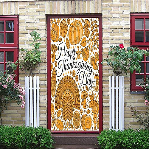 3D Citrouille D'Halloween 100 X 215 Cm Door Stickers Murales Peel And Stick Porte Pondérose Pondéle Porte De Porte Poster Pvc Affiche De Porte Pvc Amovible Pour Décoration De Maison - Photos De Porte