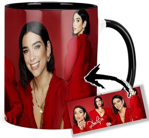 Dua Lipa Tasse Innen & Henkel Schwarz Keramikbecher Mug