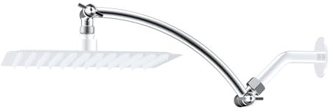 Hibbent Duschkopf-Verlängerungsarm aus massivem Messing, flexibel, Höhe und Winkel, verstellbar, mit Verriegelungsgelenk, Universalanschluss, Edelstahlrohr-Höhenverlängerung, Chrom