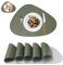 Platzsets Platzdeckchen Abwaschbar Rund,Tischsets rutschfest,Teller Untersetzer Rund,Tischset Lederoptik,Doppelseitigen Platzset und Untersetzer Teller 6er Set Oval(Grün&Grau)