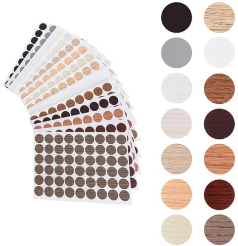 YOYEAH Lot de 756 Cache-Vis Autocollants - 14 Couleurs - Pour Meubles, Capuchons Étanches, Trous de Vis en Bois