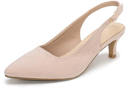 Hoefirm Escarpins Femme Petit Talon Sandales Femme Chaussure Pointu Chaussures à Talon Suede Chaussure Femme Rose Clair 38