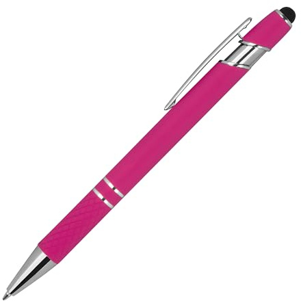 10 Touchpen Kugelschreiber aus Metall / mit Muster / Farbe: pink