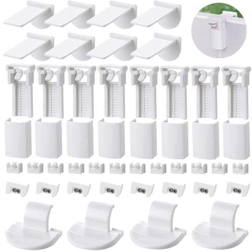 48 Piezas Soporte de Abrazadera de Persianas Plisadas, Accesorios de Sujeción Plisado sin Perforación Regulable, Repuestos de Soporte de Montaje de Persianas Plisadas para Ventanas Cortinas Casa