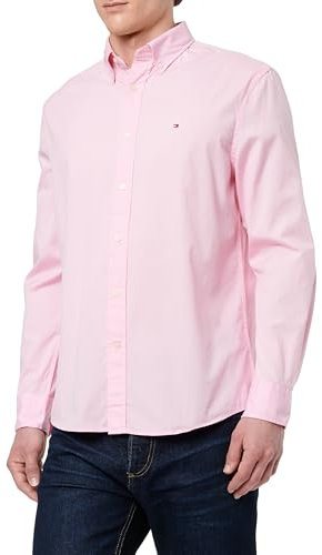 Tommy Hilfiger Uomo Camicia Flex Poplin Solid Regular Fit, Rosa (Classic Pink), M