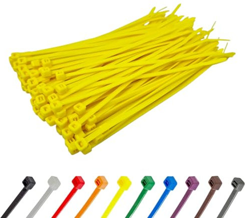 Yellow Cable Ties (1000 Pack - 300mm x 4.8mm) Nylon Zip Ties Plastic Tie Wraps for Office Cable Tidy Garden DIY