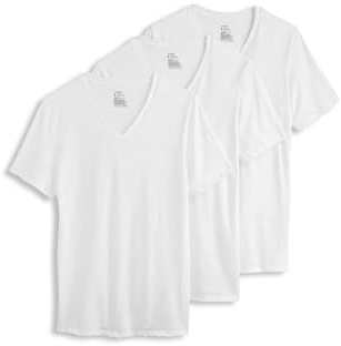 Jockey Men's Undershirt Cotton Stretch V-Neck Undershirt - 3 Pack, Diamond White, L