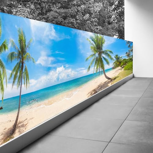 Lumalea - Brise Vue Trompe l'oeil 110x412 cm - Recto Imprimé/Verso BlancBâche Micro Perforée - 80% d'occultation