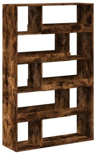 vidaXL Bücherregal, Raumteiler mit 10 Fächern, Wandregal für Wohnzimmer Büro, Standregal Raumtrenner Würfelregal, Räuchereiche Holzwerkstoff