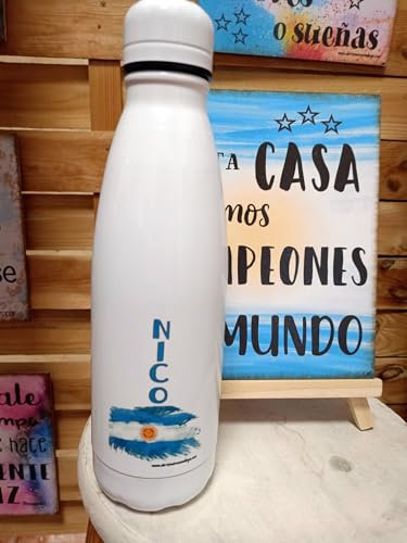 Botella Termo Personalizada. Bandera Argentina. Original. Diseños propios. Personalizados. Térmica. Reutilizable.