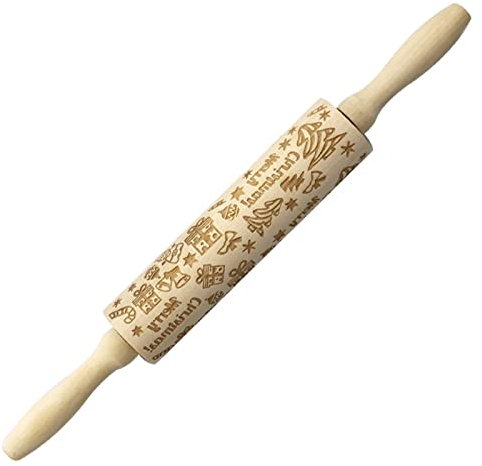 Teigroller für Damen, aus Holz, bedruckt, geschnitzt, geprägt, für Weihnachtsdekoration, drinnen und draußen