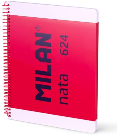 MILAN® Cahier A4 à spirale et couverture rigide, papier blanc, 80 feuilles nata®, rose