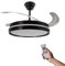 M mimotec - Ventilador de Techo con luz Led Black Afar, Mando a Distancia, Motor DC, 6 velocidades, Silencioso, Aspas retráctiles, función verano-invierno, temporizador, CCT