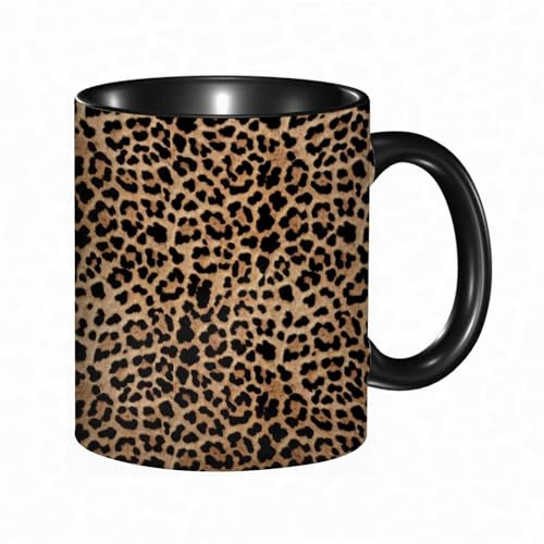 HRRASFAZF Tasse Kaffeetassen,Große 330ml Mit Henkel 100% Handbemalt kaffeebecher porzellan,Leopardenfell-Musterdesign für nahtlose Druckarbeiten,Frauen,Jahrestag,Muttertag