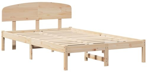 vidaXL Bettgestell mit Kopfteil Braun 120 x 200 cm Massivholz Kiefer, Moderne Schlafzimmerdeko, rechteckiger Bettrahmen, stylisches Möbelstück, ruhige Schlaflösung, zeitgemäßes Design
