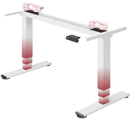 SANODESK Höhenverstellbarer Schreibtisch Gestell Elektrisch mit Dualmotor | 3-stufiges Tischgestell 60–125 cm, 100 kg Tragkraft, 4 Memory-Funktionen, mit Kollisionsschutz (Weiß LITE)