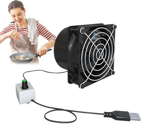 Demsyeq Ventilation Exhaust Fan - Fume Extractor | USB Mini Absorber Inline Booster Exhauster Adjustable Speed for Home Toilet Kitchen Window Use