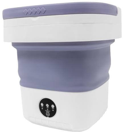 12L Tragbare Waschmaschine, Faltbare Mini-Waschmaschine mit Abtropfkorb, Mobile Campingwaschmaschine mit Großer Kapazität für Wohnungen, Schlafsäle und Wohnmobile, Lila