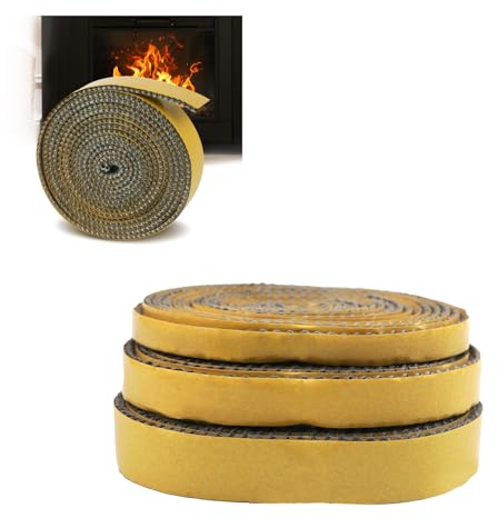 Junta Refractaria Chimenea,Cinta de Sellado para Chimenea,Resistente al Calor Hasta 550 Grados Celsius,Tira de Sellado Resistente al Calor para Estufa Leña,Puerta Chimeneas,Tubo Humo(3mm x 20mm x 3m)