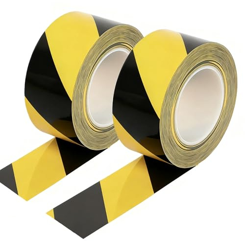 2 Rollen Gelb und Schwarz Reflektierendes Klebeband-66mX5cm,Selbstklebend Absperrband,Schmutzabweisend, RegenbestäNdig und SonnenbestäNdig,Flatterband-Zur Markierung Von Gefahrenbereichen